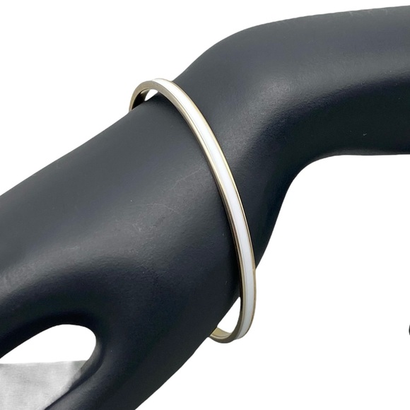 Vintage Monet Gold-Tone & White Enameled Bangle Bracelets - Picture 3 of 11